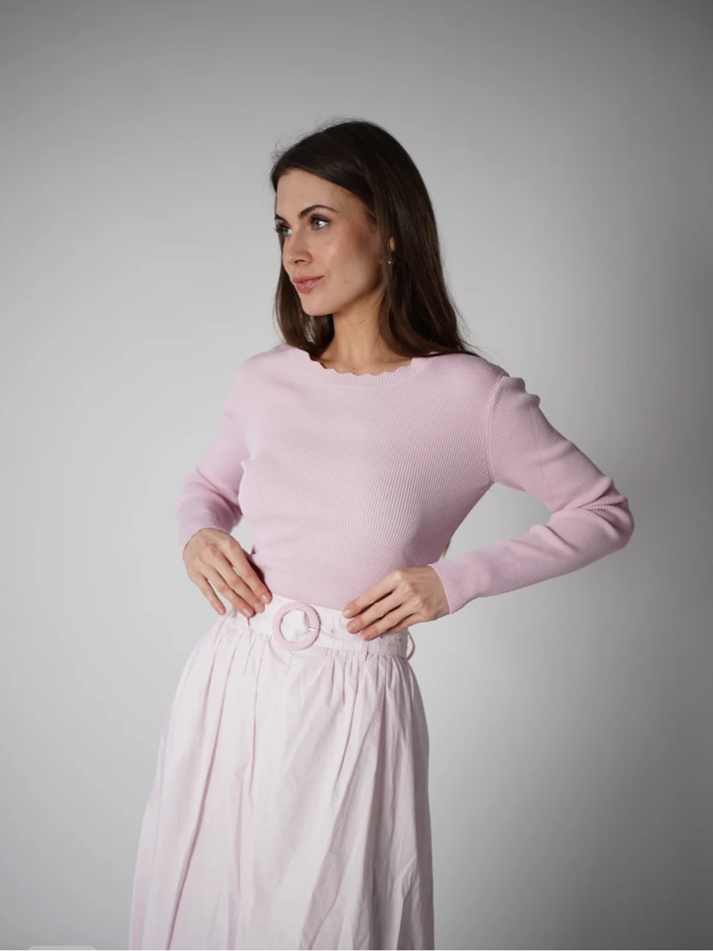 Loup Scalloped Knit Top Blush